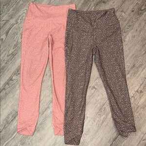 2 pairs RBX Taupe and Pink Dotted Patterned Leggings